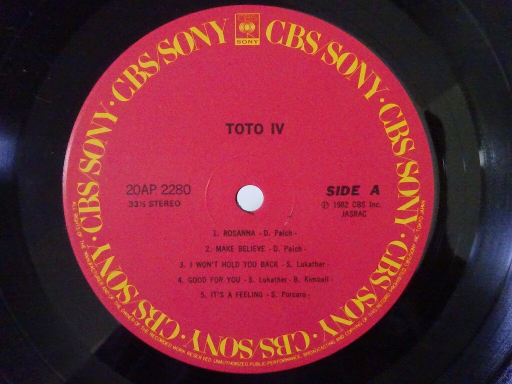 Toto IV CBS/Sony 20AP 2280 Japan shrink VINYL LP OBI | eBay