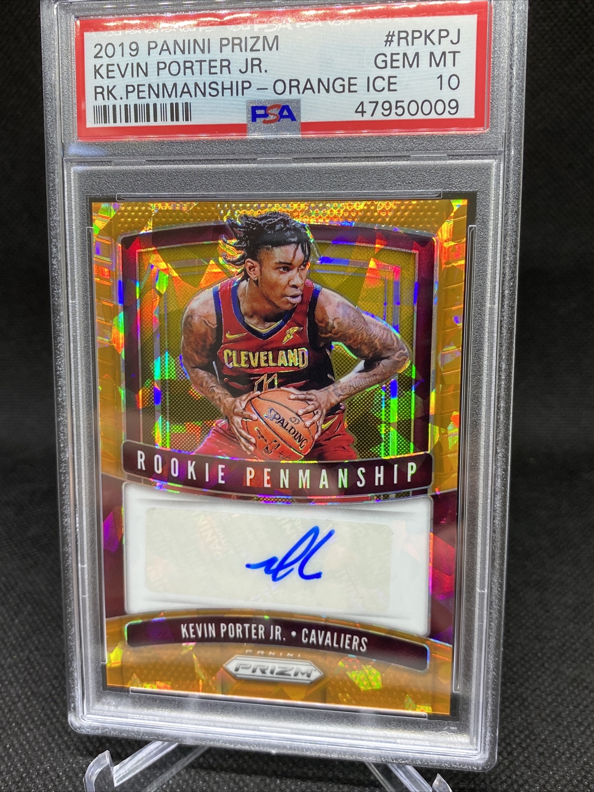 2019 Prizm Kevin Porter Jr. Rc Orange Ice Rookie Penmanship SSP Prizm PSA 10 Gem