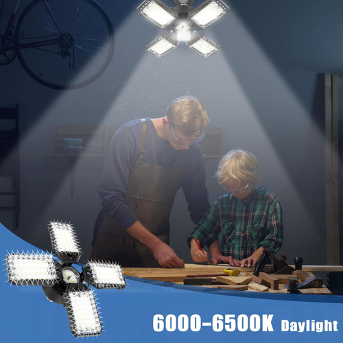 LED Garage Lights Bulb 2 Pack 120W, 12000LM 6500K Led Shop Light 4+1 Deformable - Picture 6 of 12