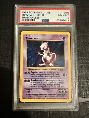 Pokemon Card Shadowless Mewtwo Rare Holo PSA NM - Mint 8, Base Set