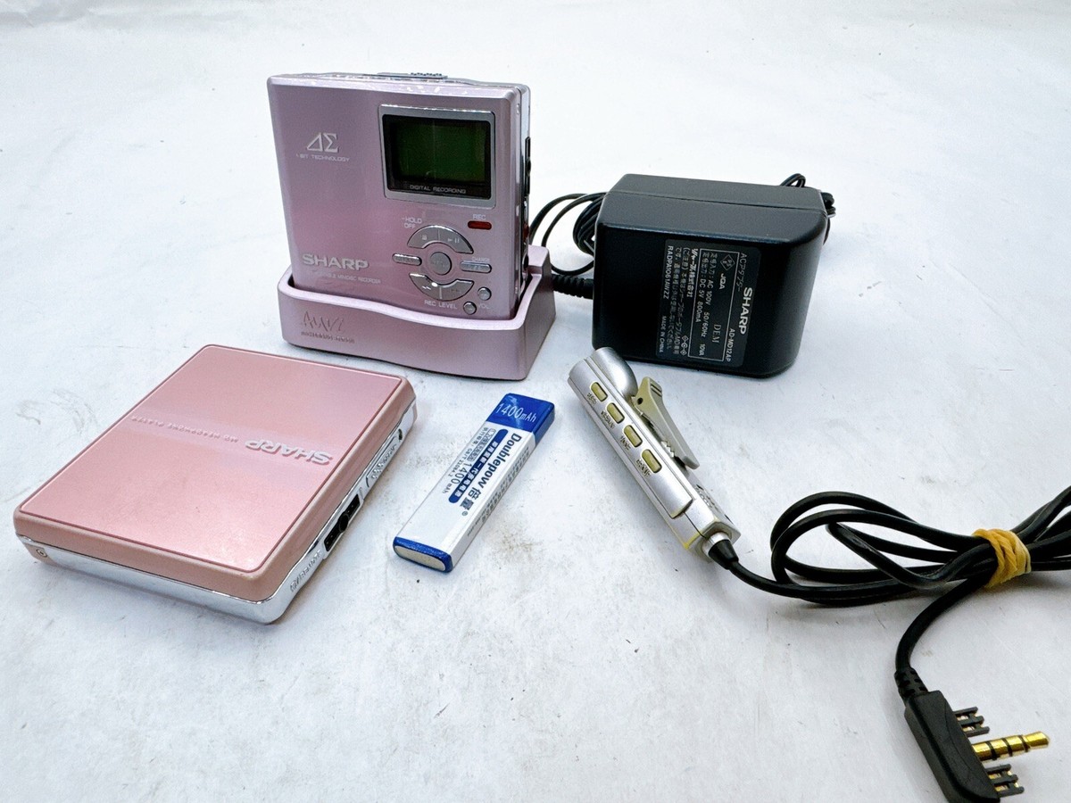Sharp MD-DR7 & ST600 Set of 2 Pink MiniDisc Player MDLP - Minor