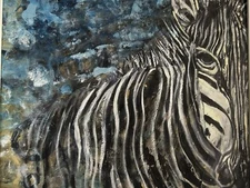 “Zebra” Art Print 8x10 matted Hand Embellished, Signed Beautiful Gift