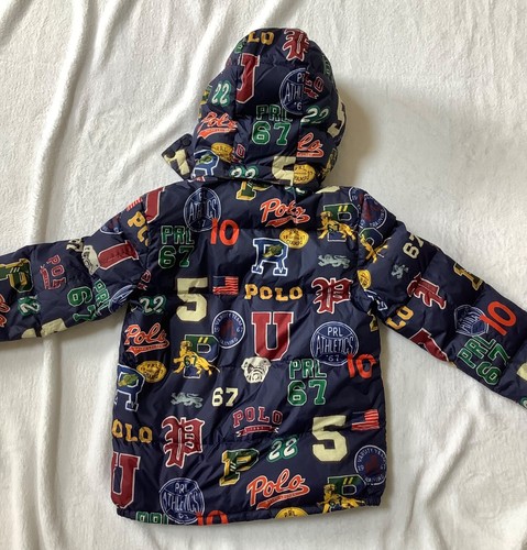 Polo Ralph Lauren Boys Puffer Jacket Size 7 VARSITY PRINT Down Filled - Picture 9 of 18