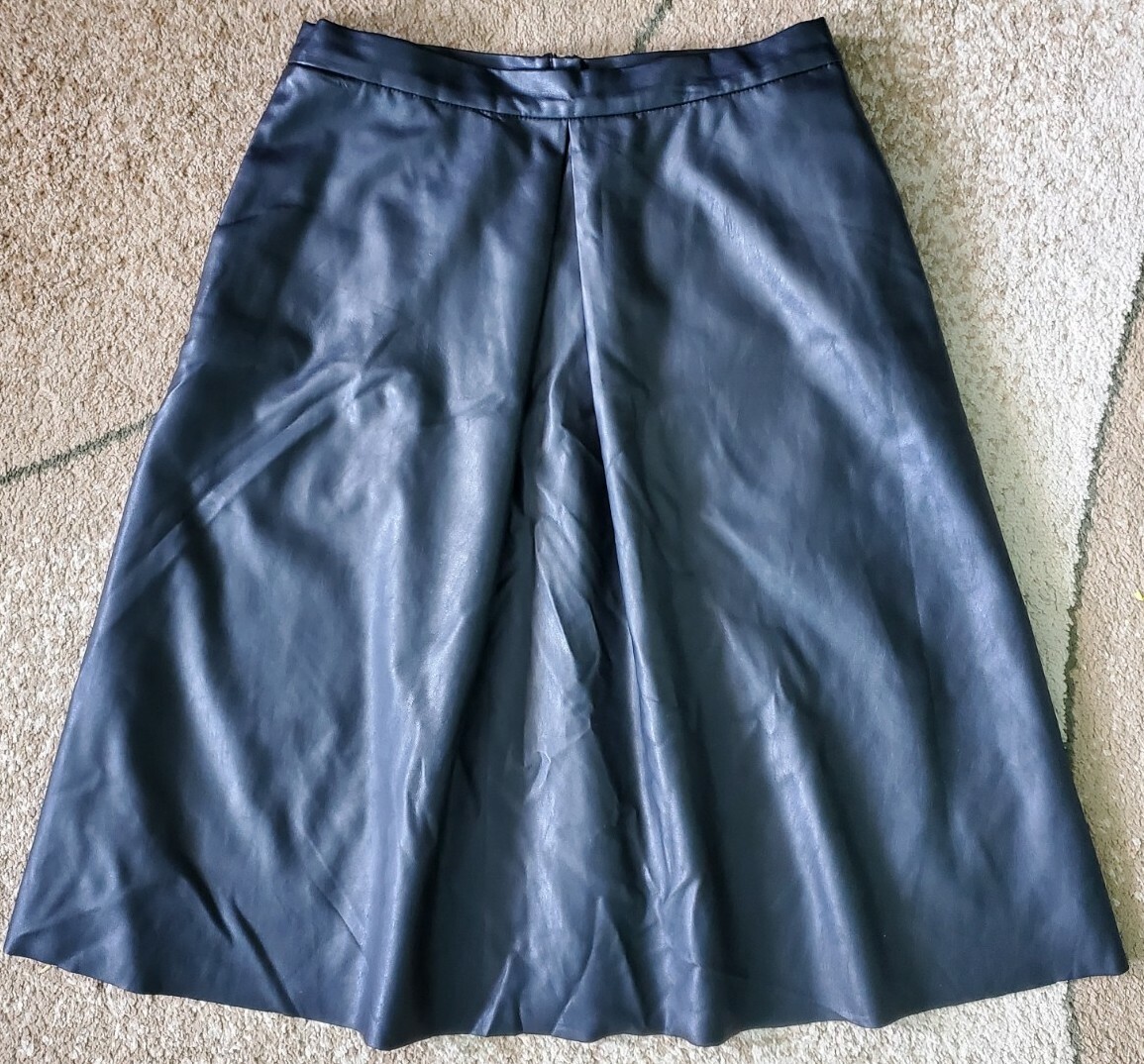 Calvin Klein Women's Skirt Faux Leather Lined Black A-Line Side Pocket Sz  Small