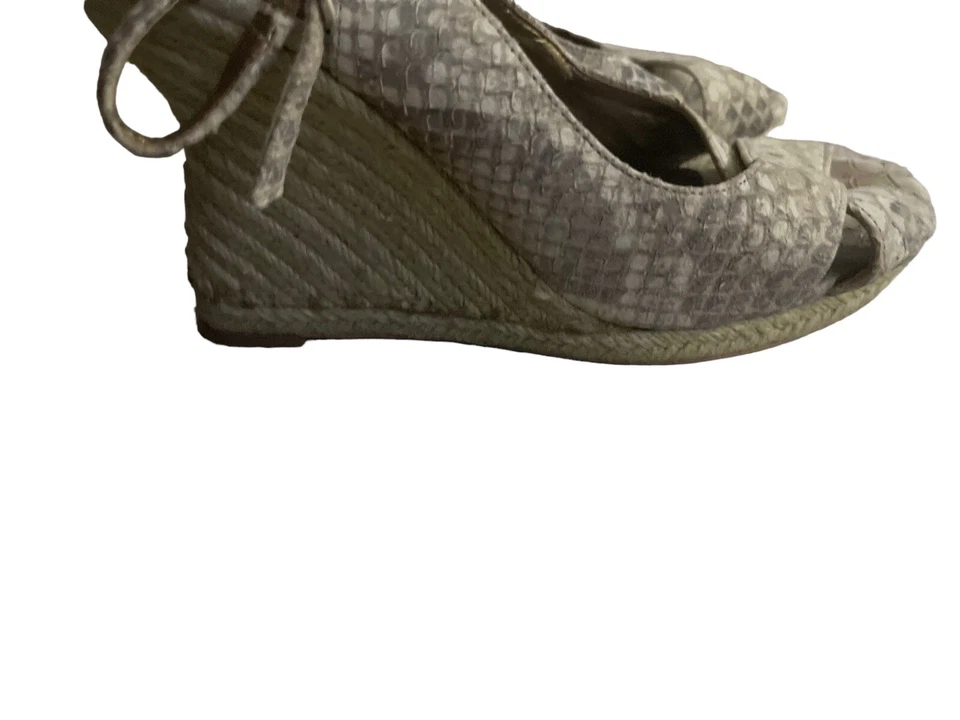 SAM EDELMAN Arianna Sandalia con Cordones Crema Piel de Serpiente Alpargata Cuña 9.5 Foto 4 de 4