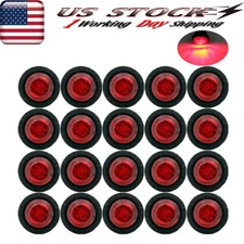 20X Mini Side Marker Lights 3/4"Red LED Bullet Light Truck Trailer Round 12V