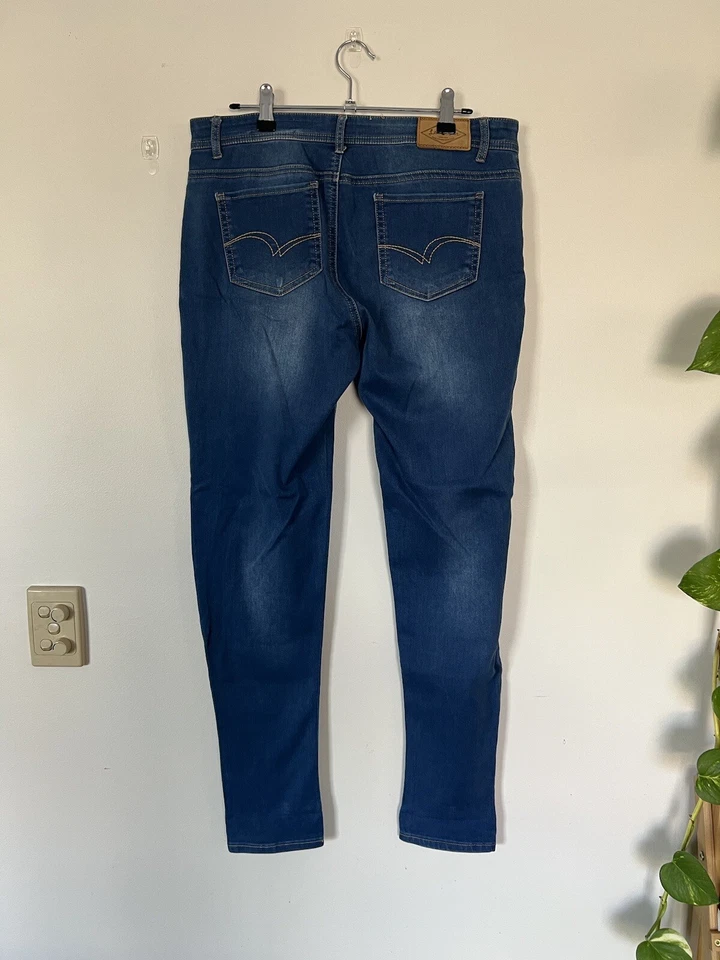 LEE COOPER Blue Wash Denim Jeans SIZE 12 AU Skinny Stretch Faded - Image 2 of 4