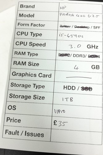 HP Windows SFF PC ProDesk 400 G2.5 - i5-4590S 3.0GHz - 4GB RAM - 1TB HDD - 1... - 第 3/5 張圖片