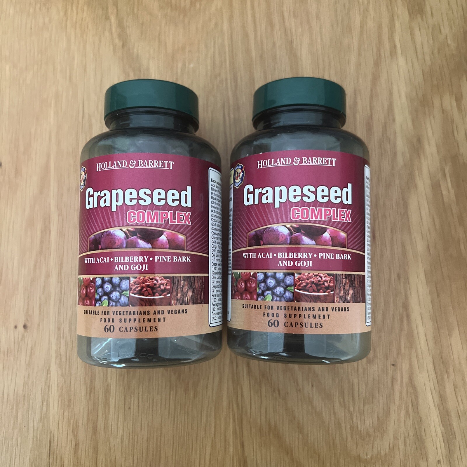 2x Holland & Barrett Grapeseed Complex 60 Vegan Capsules Supplement