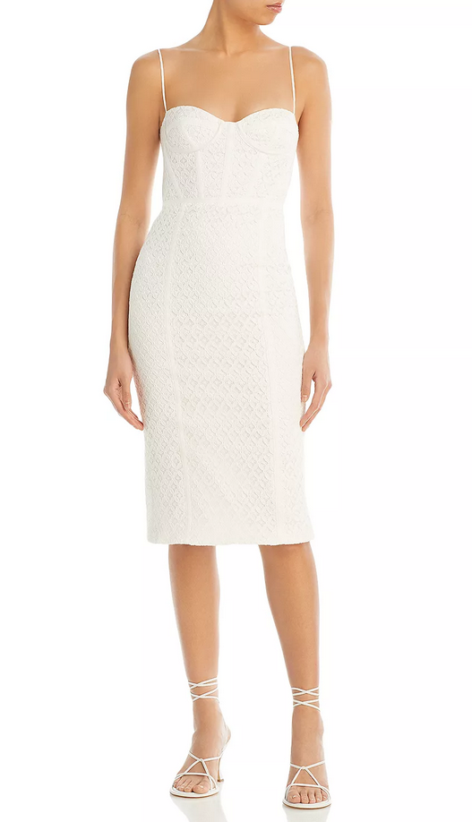 Bardot Womens Charley Lace Cocktail Midi Dress White 10 Bardot Womens Charley Lace Cocktail Midi Dress White 10
