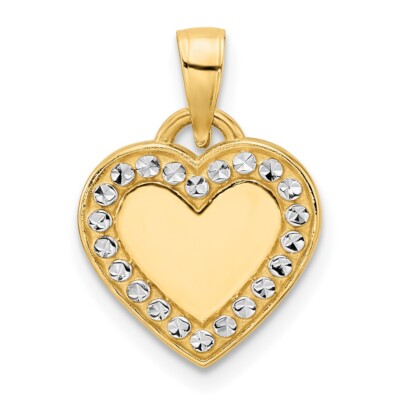 Herzanhänger 14 Karat Gelbgold & weißes Rhodium glänzend geschliffener Rand
