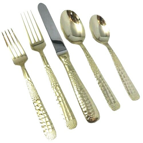 NEW-Prestige Cutlery Everglades Boxed Knife Set, Gold/ SET FOR 4
