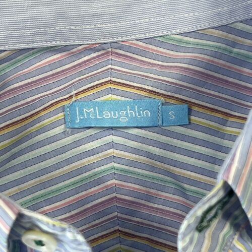 J. McLaughlin Men’s Dress Shirt Small Multicolor Button-Down Striped Long Sleeve - Picture 3 of 11
