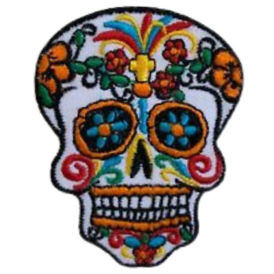 Tag der Toten Sugar Skull Stickerei Patches Aufbügeln Nähen Stoff Jacke Applikation