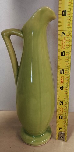 Vintage USA Pottery 1168 Bud Vase  with Handle Lime Green - Picture 2 of 8