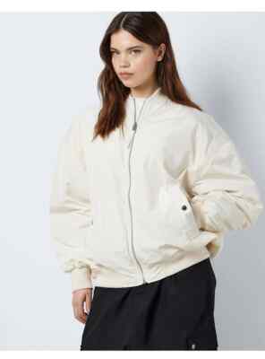 Women's Noisy May Cream Bomber Jacket Coat Ivory Size XL NEW