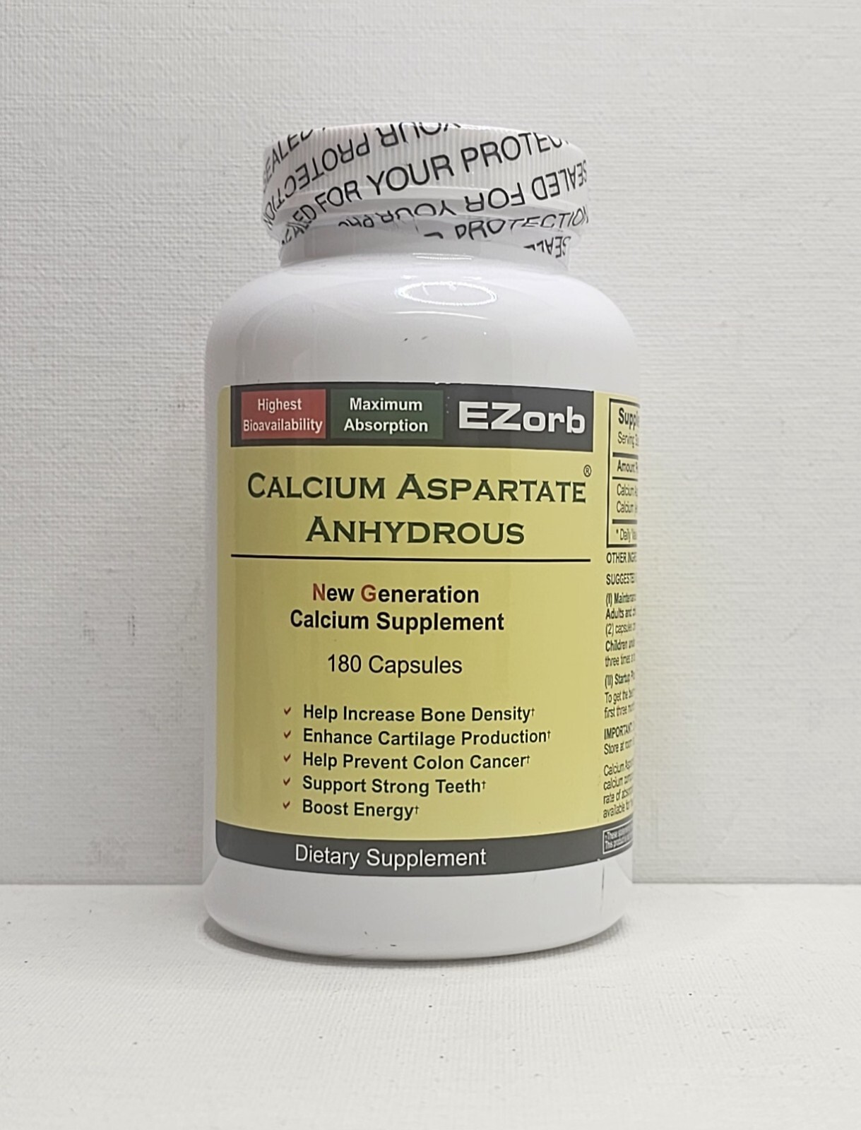 EZORD CALCIUM ASPARTATE ANHYDROUS MAXIMUM ABSORPTION 180 CAPSULES