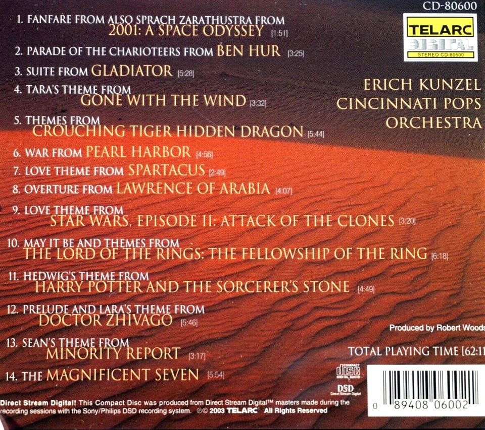 Epics - Kunzel, Cincinnati Pops Orchestra - CD, en muy buena condición Foto 2 de 2