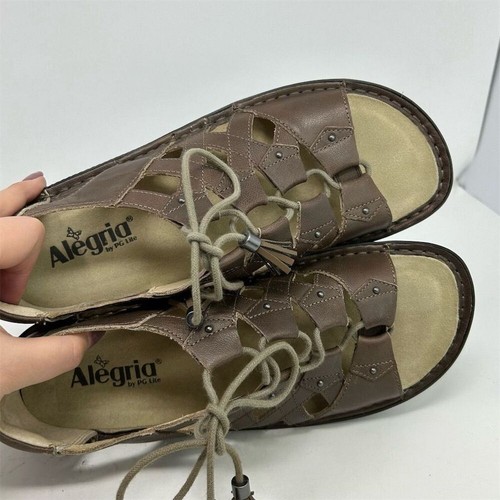 Alegria Women's Gladiator Sandals Brown Lace-Up Size 41 (US 10.5-11) Casual - Picture 12 of 15