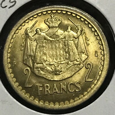 Monaco 2 Francs KM 212a Gem BU No Date (1945)
