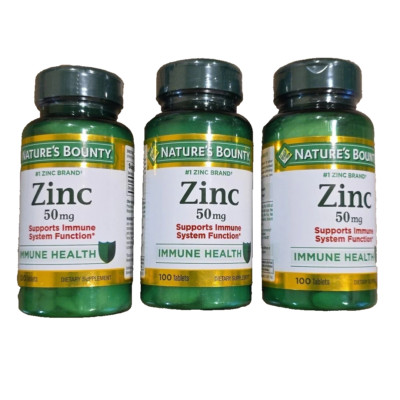 3 pack Nature's natures Bounty Zinc Immune Health 50mg 100 ct Exp 01/26