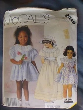 VTG 1986 McCall's Sew Pattern 2419 Baby 2 Toddler Girls Cummerbund Dress UNCUT