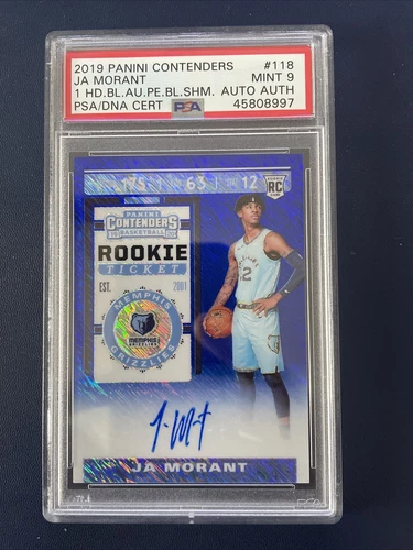 2019-20 Panini Contenders Blue Shimmer Ja Morant ROOKIE TICKET RC AUTO /20 PSA 9