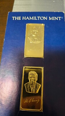 Vintage 1oz .999 Silver Gold Plate Bars Hamilton Mint Kennedy