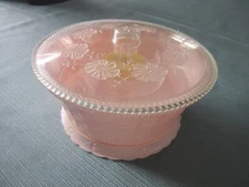 Vintage Pink Hommer Mfg Sewing Box with Clear Flowered Lid NJ USA