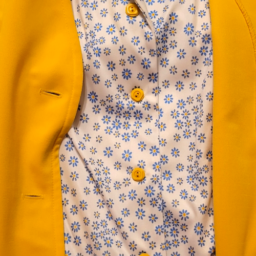 Pantalones de lino vintage traje para mujer talla 12 amarillo brillante pantalones chaleco camisa diseñador - Imagen 4 de 15