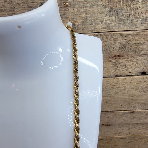 Collar Cuerda Brazada Italia .925 18.5" Tono Oro Plata Esterlina USADO - Imagen 4 de 9