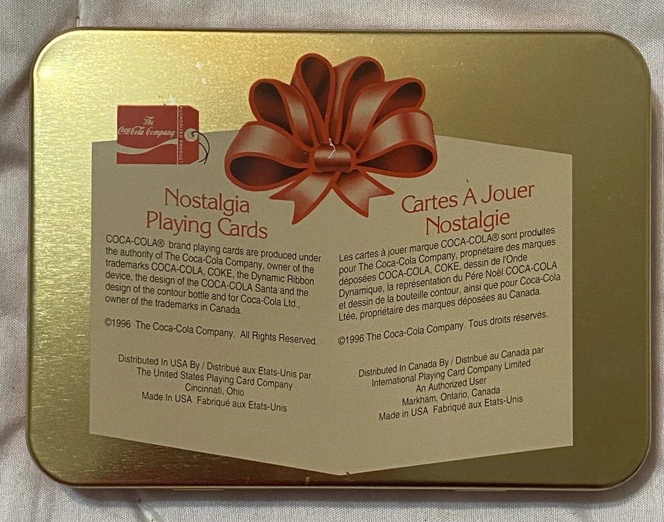 Vintage Coke Coca Cola Nostalgia Santa Christmas 2 Decks Playing Cards Tin 1996 - Image 2 of 4