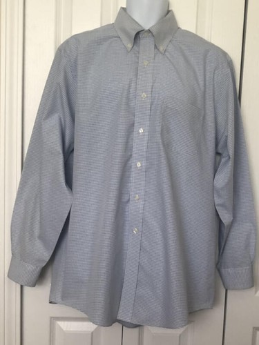 BROOKS BROTHERS 346 EUC Blue White Check Non-iron Cotton 16½ 34-35