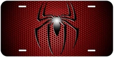 Spider on Red Aluminum Car Tag Novelty License Plate