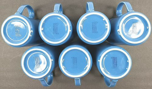 7 Corning Prego Teal Mugs Set Corningware Drink Handled Coffee Tea Cups Dish Lot - Picture 9 of 12