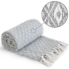 Throw Blanket for Sofas Bed Runner Diamond Geometric Soft Cotton Casablanca