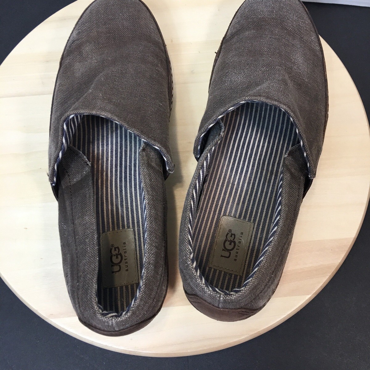 UGG Reefton Washed Brown Canvas Slip-On Loafers Shoes 12  display picture 3