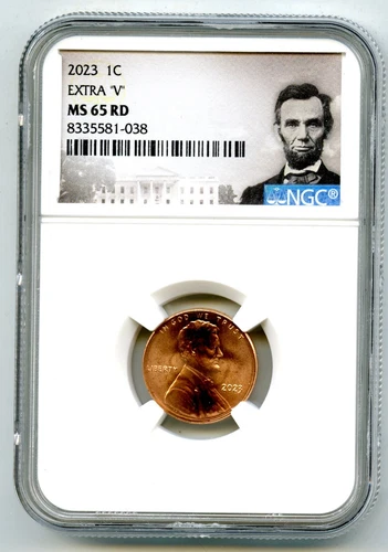 2023 EXTRA ' V ' ERROR VDB V LINCOLN SHIELD PENNY NGC MS65 RD CENT RARE VARIETY