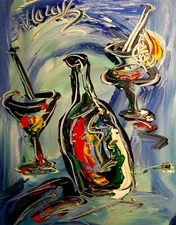 WINE DRINKS   ART Impasto  Abstract   CANVAS ORIGINAL H89efRyjT9