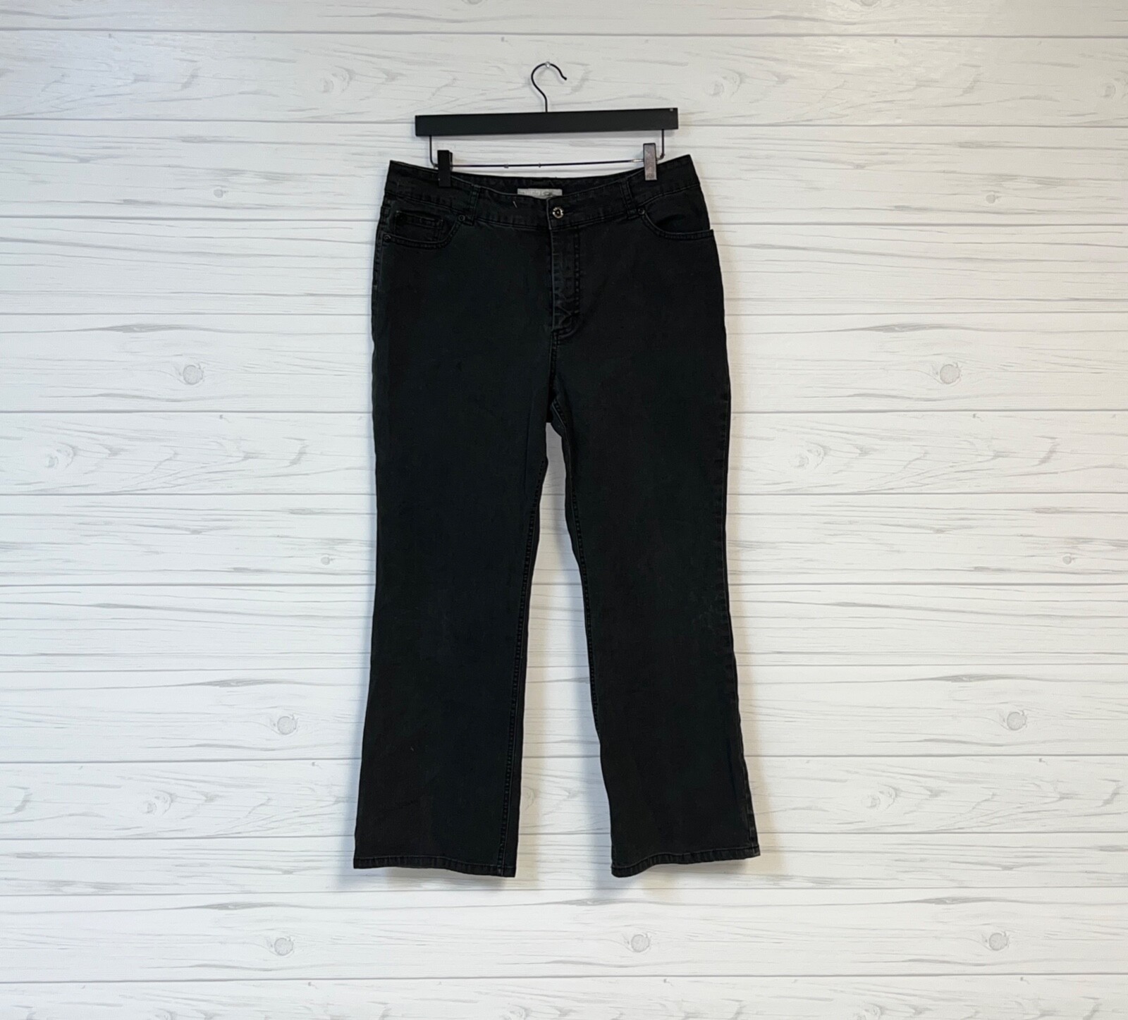 Chicos jeans womens size 1 short straight leg regular fit black mid rise denim