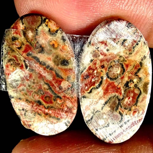 Natural Bird Eye Jasper Matched Pair Oval Pear Cushion Cab Loose Gemstone PK14 - Imagen 77 de 165