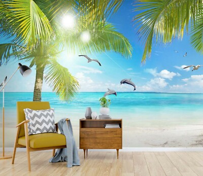 3D Sunny Beach Seagull 19924NA Wallpaper Wall Murals Removable Wallpaper Fay