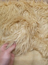 Plush Faux Fur Bear Fabric - 2-1/2" Mongolian Shag TAN - 37" x 64"