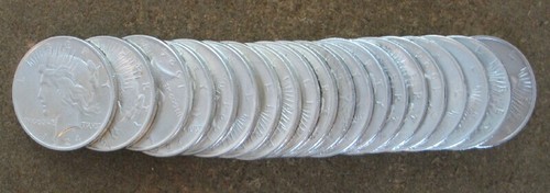 ORIGINAL ROLL 1924 PEACE  SILVER DOLLARS    CH/GEM BU - Picture 1 of 3