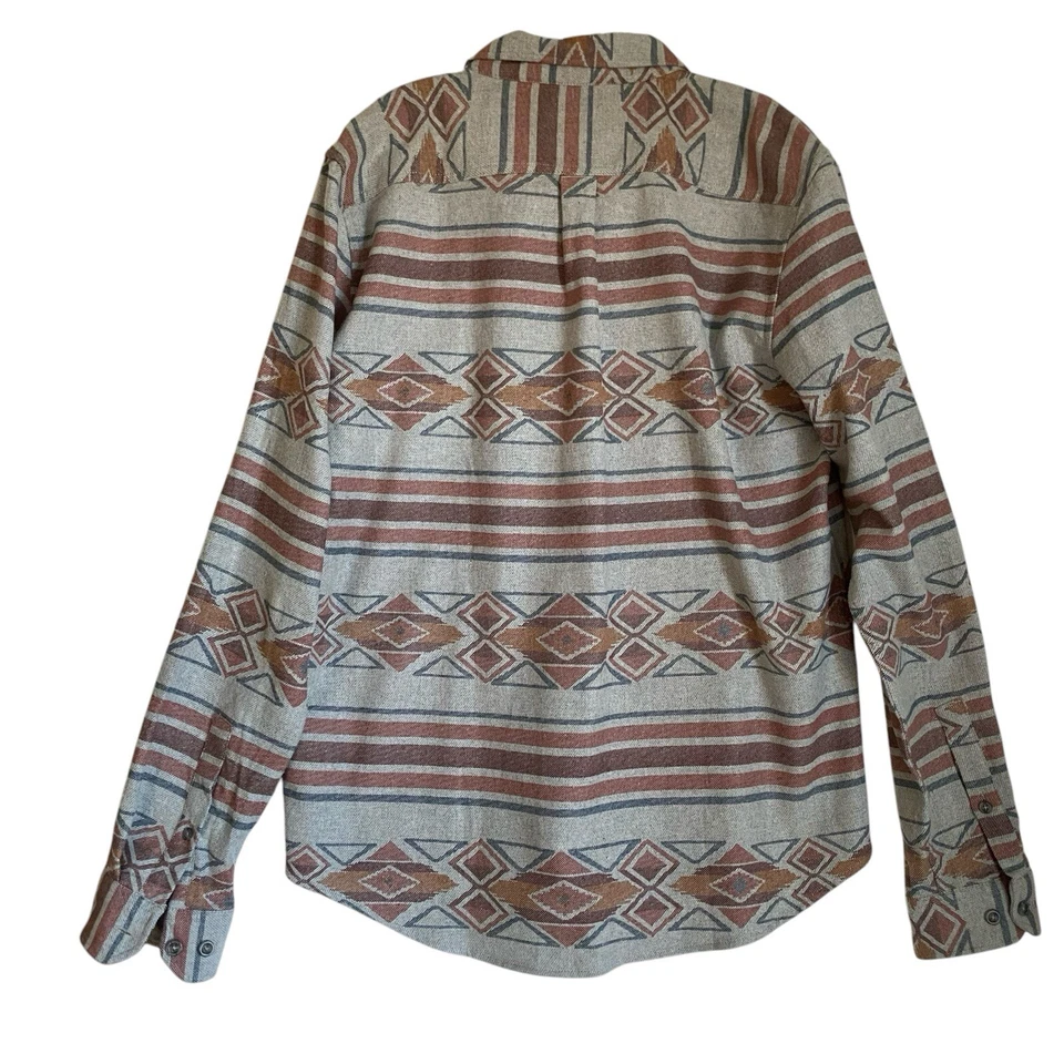 Eddie Bauer Flannel Shirt Mens L Gray Aztec Button Down Outdoor Hiking Southwest - Image 2 of 4