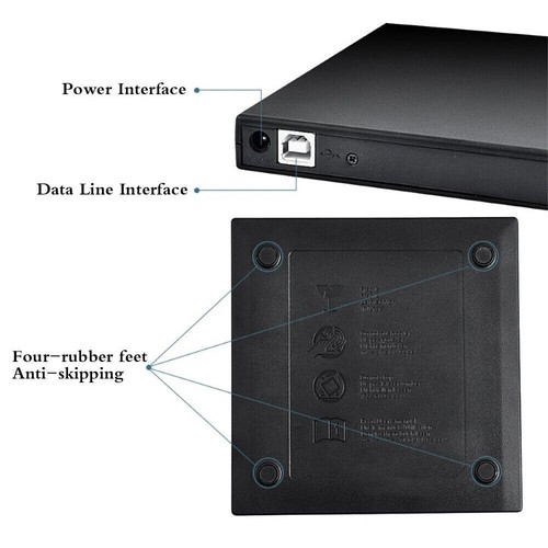 USB External DVD Drive CD-ROM XA Writer Burner Laptop Optical Reader For Windows - Picture 5 of 12