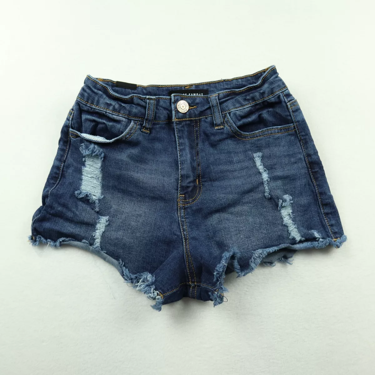 Almost Famous Juniors Size 3 w22 Blue Denim High Rise Jean Shorts