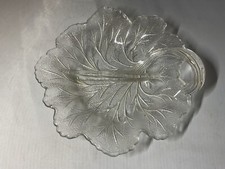 Vintage Clear Glass 3-Section Leaf-Shaped Divided Relish Dish (Pair) — listing 6