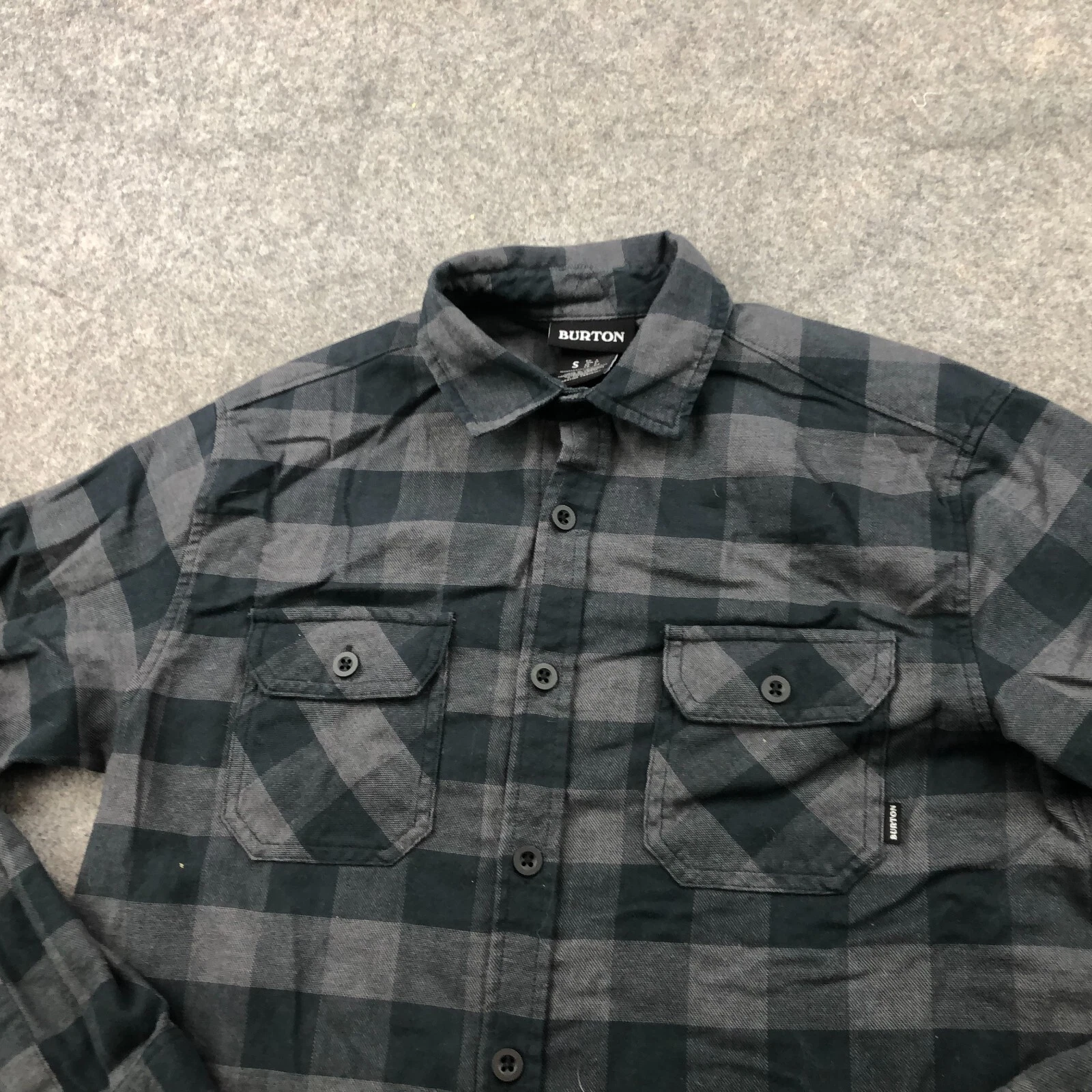 burton check flannel cotton polyester button up shirt