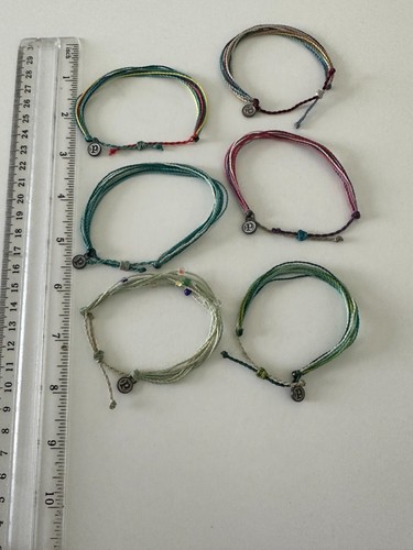 Lote de 6 brazaletes de cuerda Pura Vida cuentas arco iris azul rosa - Imagen 9 de 9